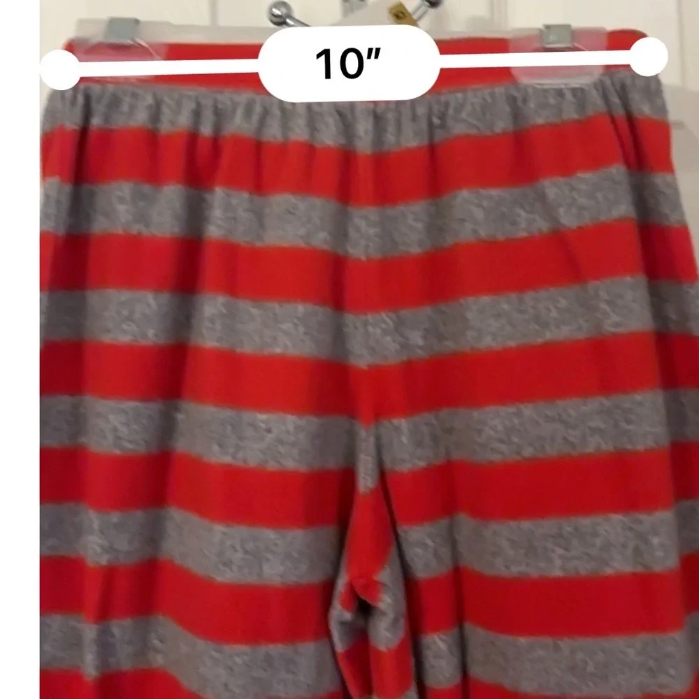 Christmas Pajama Pants Kids Red Gray‎ Striped Holiday Sleepwear- no tags sz 10